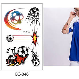 Флеш Тату, 12*8 См. Тимчасова. Перевідна. Дитячі. Набір, Футбол, М'Ячі, Футболісти, Футбол, Спорт, Ec-046