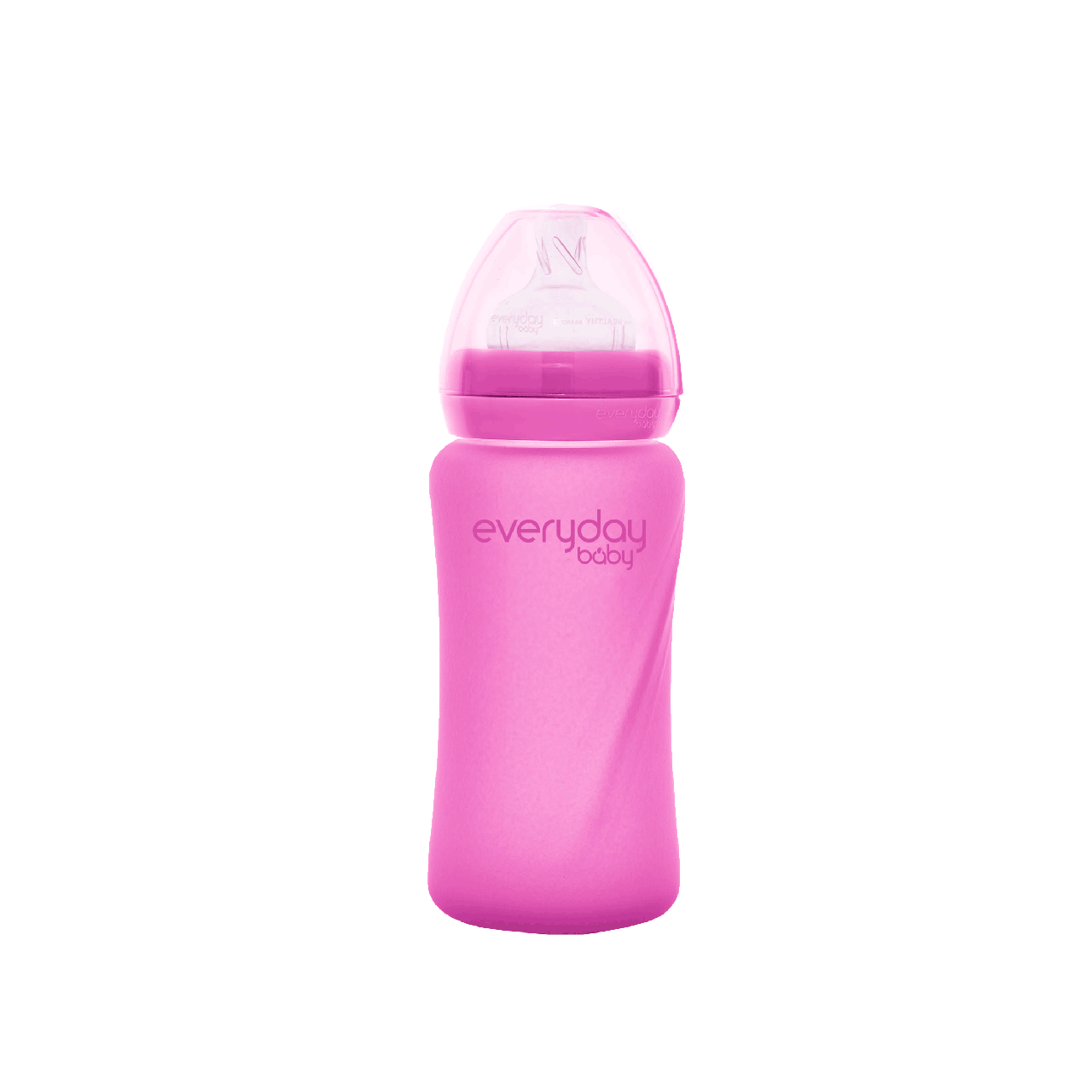 Скляна термочутлива дитяча пляшечка Everyday Baby 240 мл Колір малиновий