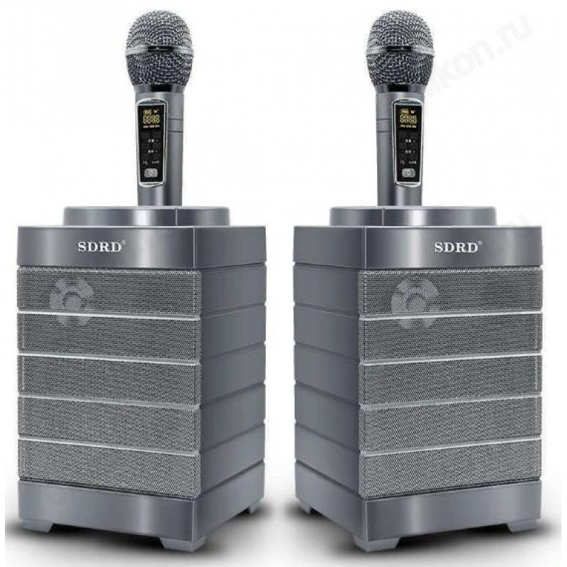 Портативная караоке система с двумя микрофонами SDRD SD-128 Серая