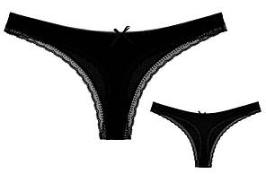 Трусики танга з віскози "Чорні з мереживом", розмір L