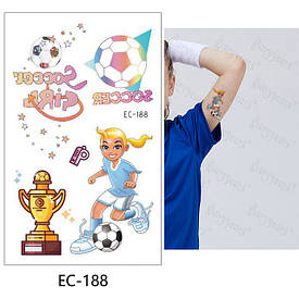 Флеш Тату, 12*8 См. Тимчасова. Перевідна. Дитячі. Набір, Футбол, М'Ячі, Футболісти, Футбол, Спорт, Ec-188