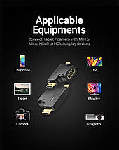 Адаптер 2 в 1 MicroHDMI-MiniHDMI-HDMI Vention (4K 30Hz MiniH) (1080p 60Hz MicroH) Black (AGFBO), фото 3