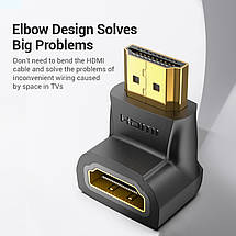 Адаптер HDMI-HDMI Vention F/M UP 90 4K 60Hz gold-plated Black (AIOBO), фото 3