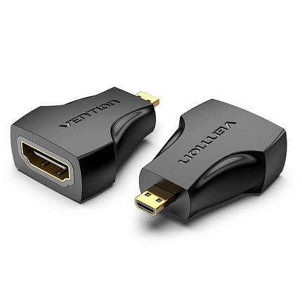 Адаптер HDMI-microHDMI Vention F/M 1080P 60Hz Upgraded gold-plated Black (AITBO), фото 1