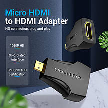 Адаптер HDMI-microHDMI Vention F/M 1080P 60Hz Upgraded gold-plated Black (AITBO), фото 4