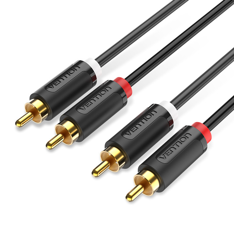 Кабель Audio 2RCA-2RCA Vention F/F 26К gold-plated 29 AWG 2m PVC Shell Black (BCMBH)