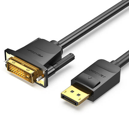 Кабель DisplayPort-DVI-D v.1.2 (24+1) Vention 1080P 60Hz 2m Black (HAFBH), фото 1