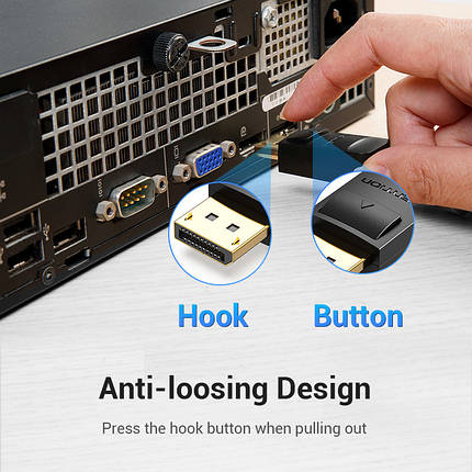 Кабель DisplayPort-DVI-D v.1.2 (24+1) Vention 1080P 60Hz 2m Black (HAFBH), фото 2