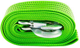 Трос буксирний 3т. 4.5 м. | Автомобільний трос | Трос стрічковий з металевими гачками