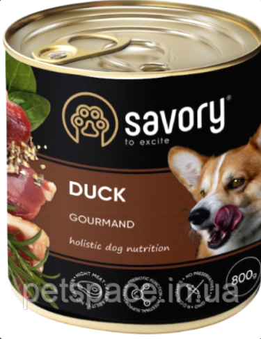 Консерви для собак Savory Gourmand Duck (Саворі з качкою) 800г.