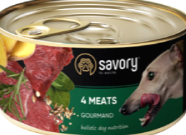 Консерви для собак Savory Gourmand 4 Meats (Саворі 4 м'яса) 200г.