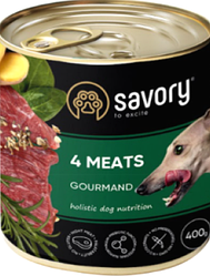 Консерви для собак Savory Gourmand 4 Meats (Саворі 4 м'яса) 400г.