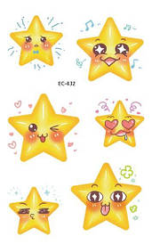 Флеш Тату, 12*8 См. Тимчасова. Перевідна. Дитячі. Набір, Милі, Зірки, Емоції, Емоджі, Космос, Ec-432 (S)