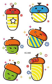 Флеш Тату, 12*8 См. Тимчасова. Перевідна. Дитячі. Набір, Милі, Смайлики, Емоджі, Жолуді, Ec-440 (S)