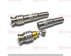 01-10-038. Штекер BNC під кабель, з пружиною, латунь, під пайку