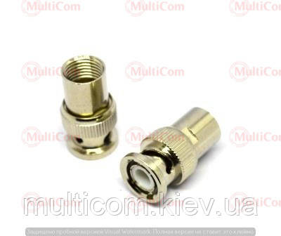 01-10-021. Штекер BNC (RG-6) під кабель, gold pin, латунь