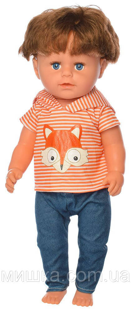 Лялька з волоссям МАЛЯТКО 44 см, хлопчик-старший брат BLB001G, шарнірні коліна, фото 1