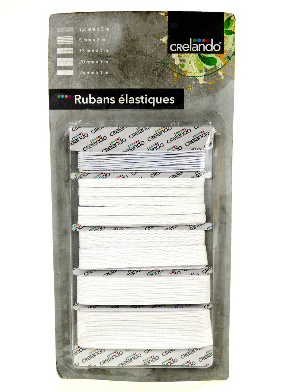 Набір резинок для шиття Crelando 5 шт. 1,2 мм/6 мм/13 мм/20 мм/25 мм, резинки для шиття, фото 1