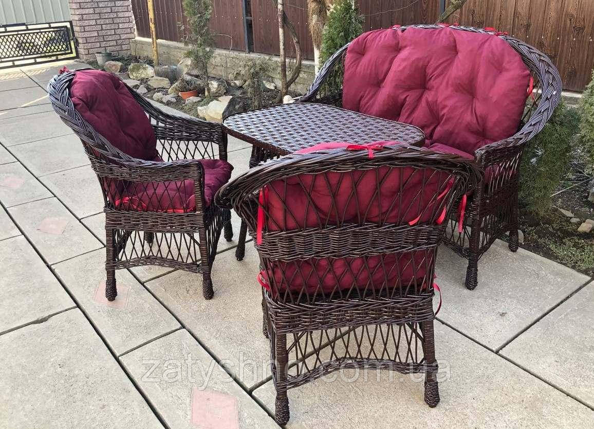 Мебель плетеная шоколадная с розовыми накидками на кресла - фото 5 - id-p1373405996
