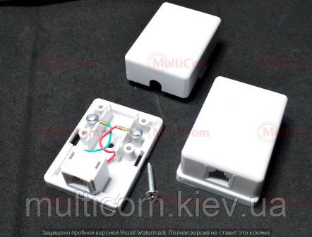 01-12-211. Телефонна розетка х1 (6Р2С), зовнішня, з липучкою, фото 1