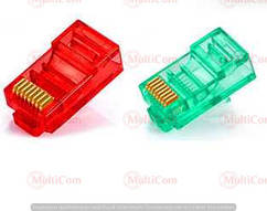 01-12-013. Штекер мережевий 8р8с (RJ-45), Normal quality, пачка 1000шт, кольоровий