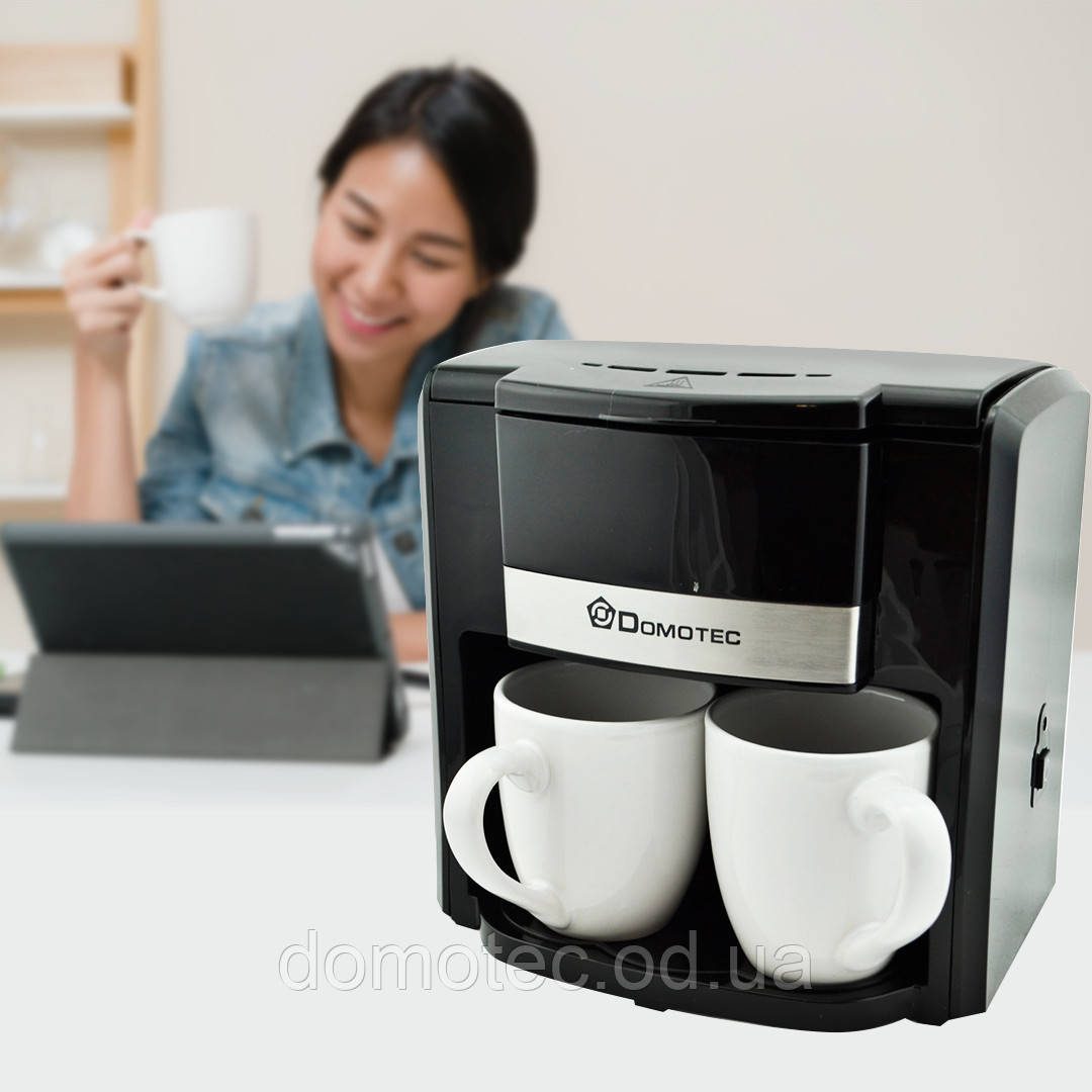 Кавоварка Domotec MS-0708 Чорна (2 керамічні чашки)