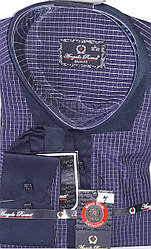 Сорочка чоловіча Angelo Roma vd-0004 фіолетова приталена комбінована в клітку Туреччина з довгим рукавом XL