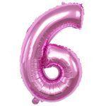 Фольгована кулька цифра "6" рожева розмір 1 метр, фото 1