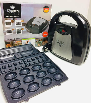 Сендвічниця Kingberg 4 в 1 тостер гриль вафельниця горішниця KB 2047, фото 1