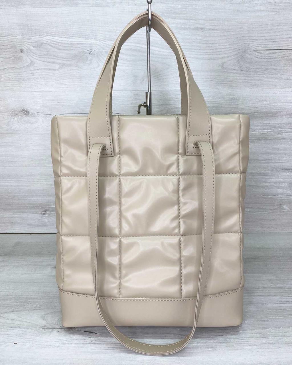 Жіноча сумка «Бруки» бежева стьобана