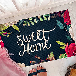 Придверні килимок з принтом Sweet home | гумовий придверний коврик з принтом та надписом, 45*75 см