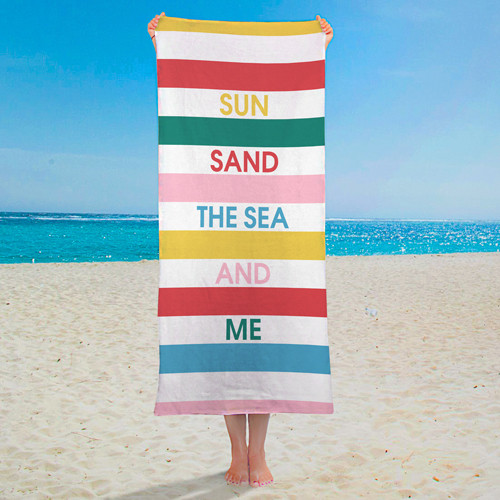 Рушник велике з принтом Sun sand the sea and me