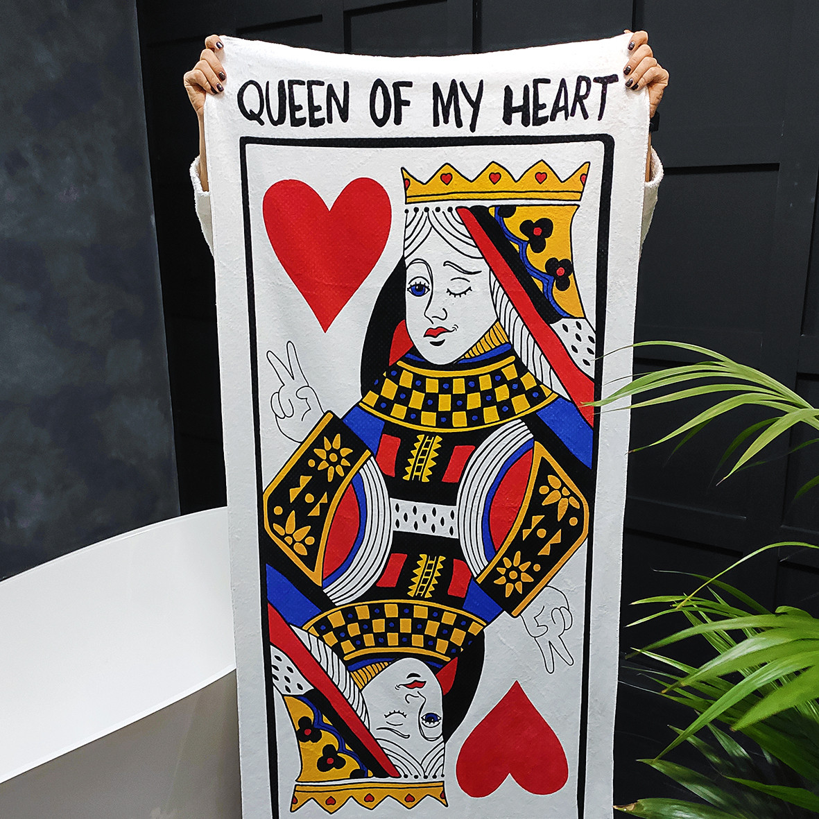 Рушник велике з принтом Queen of my heart