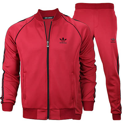 Спортивний костюм весна-осінь бордо з чорним лампасом ADIDAS без капюшона К-303 BOR M(Р) 21-669-008