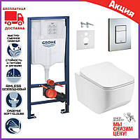 Унитаз подвесной Dusel Lunar DWHT10201530R + инсталляция Grohe. Комплекты подвесные унитазы с инсталляциями