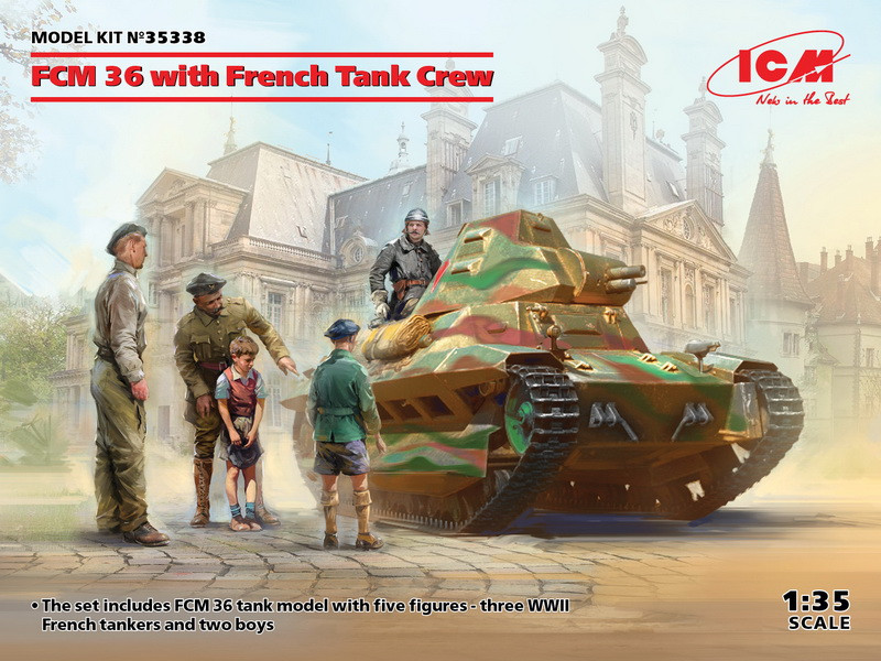 Пластикова модель 1/35 ICM 35338 француський легкий танк FCM 36 with French Tank Crew
