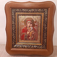 Икона Киево - братская Пресвятая Богородица, лик 10х12 см, в светлом деревянном киоте