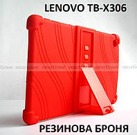 Красный мягкий чехол на силиконе с подставкой для Lenovo Tab m10 HD Tb-x306x x306F (Stand TPU Red)