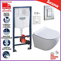 Унитаз подвесной Dusel Levita DWHT10201130R + инсталляция Grohe. Комплект инсталляция и унитаз подвесной