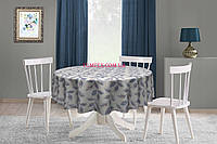 Скатерть круглая хлопок тефлоновая водоотталкивающая пропитка сине-оранжевые листья