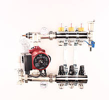 Колектор "Forte" з НАСОСОМ на 3 контуру в зборі для теплої підлоги латунний