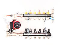 Коллектор "Forte" с НАСОСОМ на 6 контуров в сборе для тёплого пола латунный