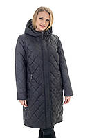 Стильное женское демисезонное пальто чёрного цвета батал с 52 по 70 размер
