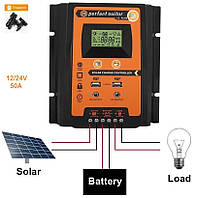 PVSC50A 50А 12/24В Контролер заряду сонячних батарей (модулів) з Дисплеєм + 2USB Контролер заряду