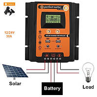 PVSC30A 30А 12/24В Контролер заряду АКБ сонячних батарей (модулів) з Дисплеєм + 2USB Контролер заряду