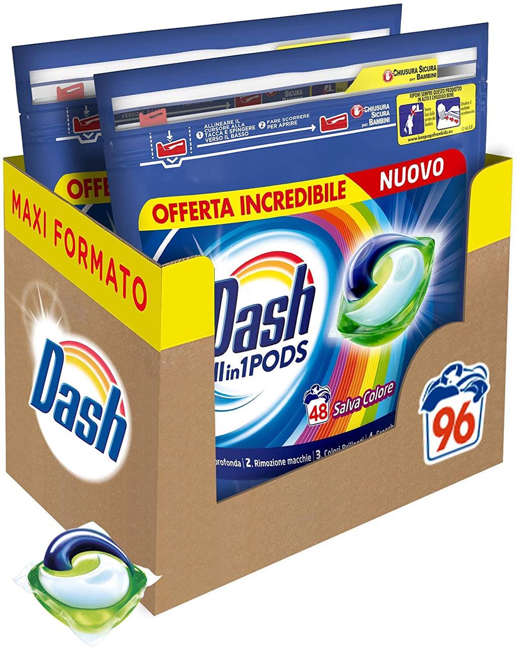 Капсули для прання кольорової білизни Dash Salva Color 3 в 1 96 шт, фото 1