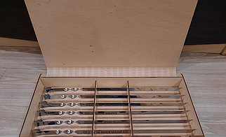 Набір шампурів для подарунка 12 штук з залізною ручкою і гравіюванням у коробці книжка