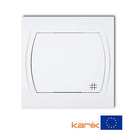Вимикач перехресний 1-клавішний Karlik LOGO LWP-6 білий внутрішній 10А 250В (хрестовий у зборі з рамкою)