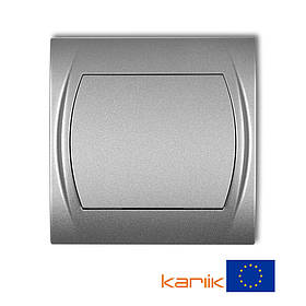 Вимикач 1-клавішний Karlik LOGO 7LWP-1 сріблястий металік внутрішній 10А 250В (у зборі з рамкою)