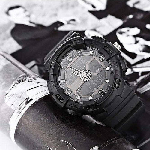 Купить Часы мужские электронные, тактические Skmei 1189, черные с белым ...